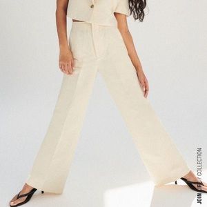 ZARA full length linen blend pants